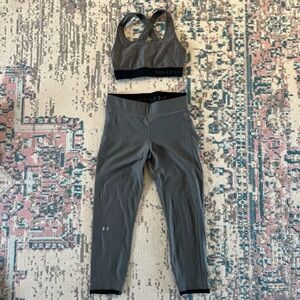 Under Armour Compression Heatgear Charcoal Sports Bra and Leggings Set